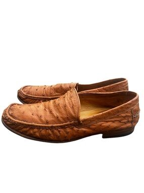 Kiton Napoli Genuine Ostrich Leather Loafers Luxury Shoes Men's Size 9